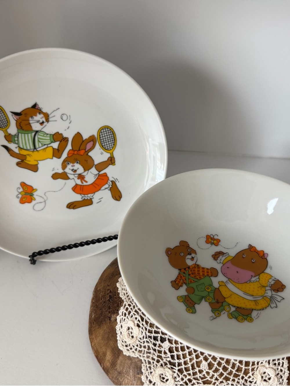 Vintage Children’s Plate and Bowl Set Marked Japan